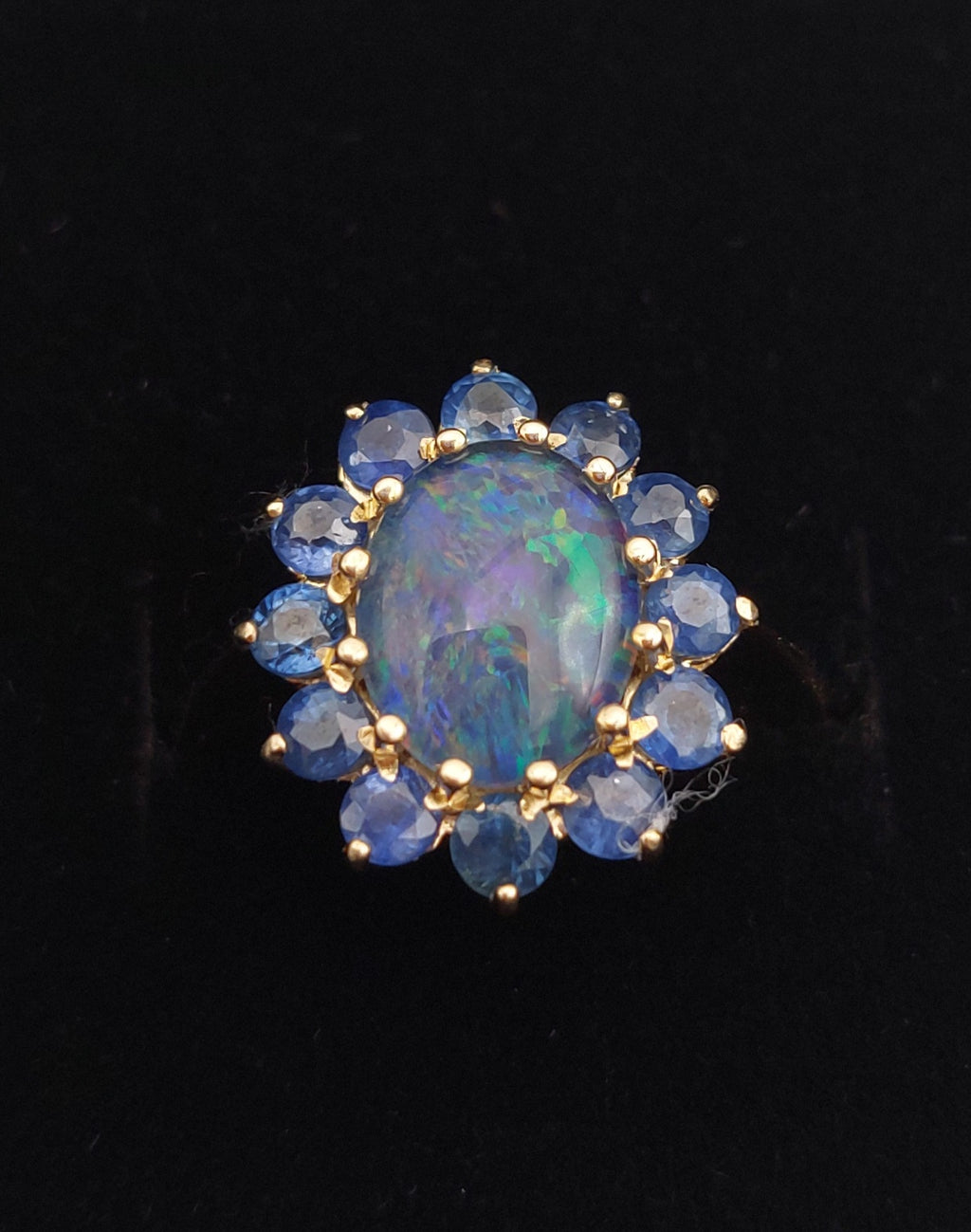 Sapphire and Opal 9ct Gold Cluster Ring