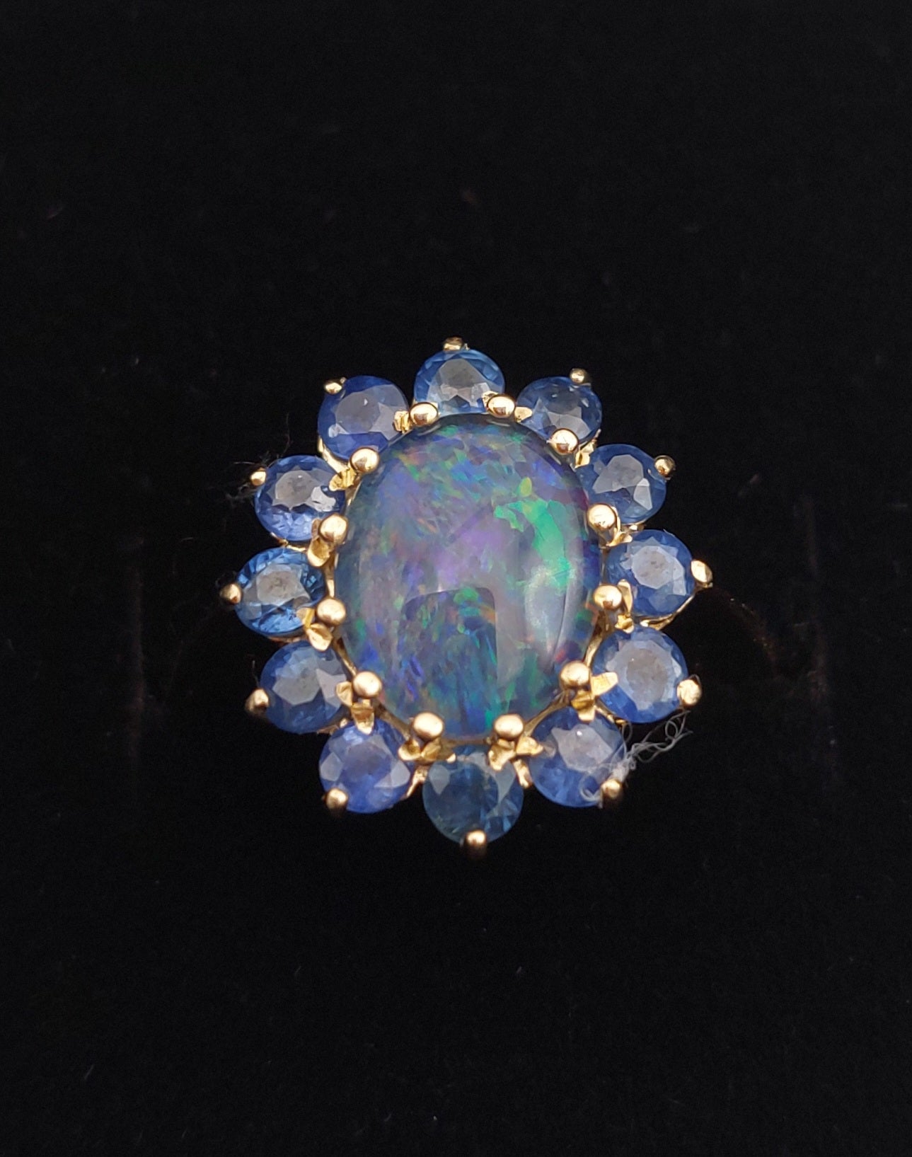 Sapphire and Opal 9ct Gold Cluster Ring
