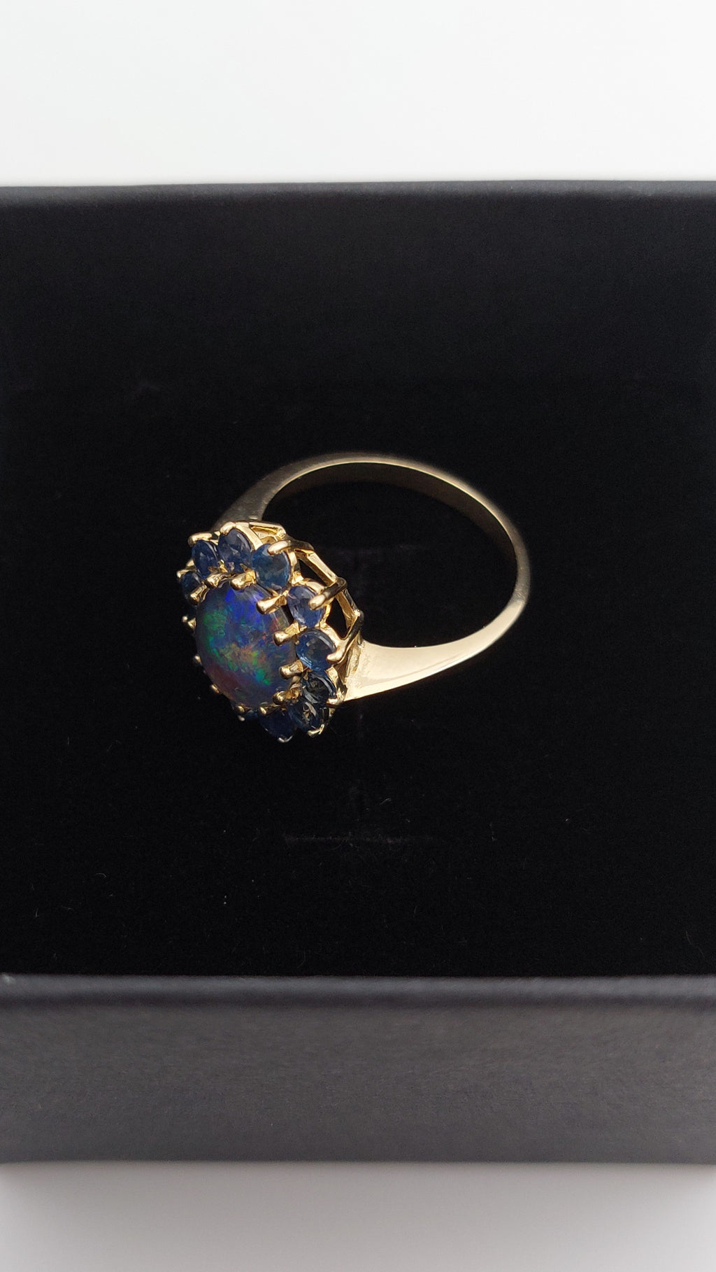 Sapphire and Opal 9ct Gold Cluster Ring