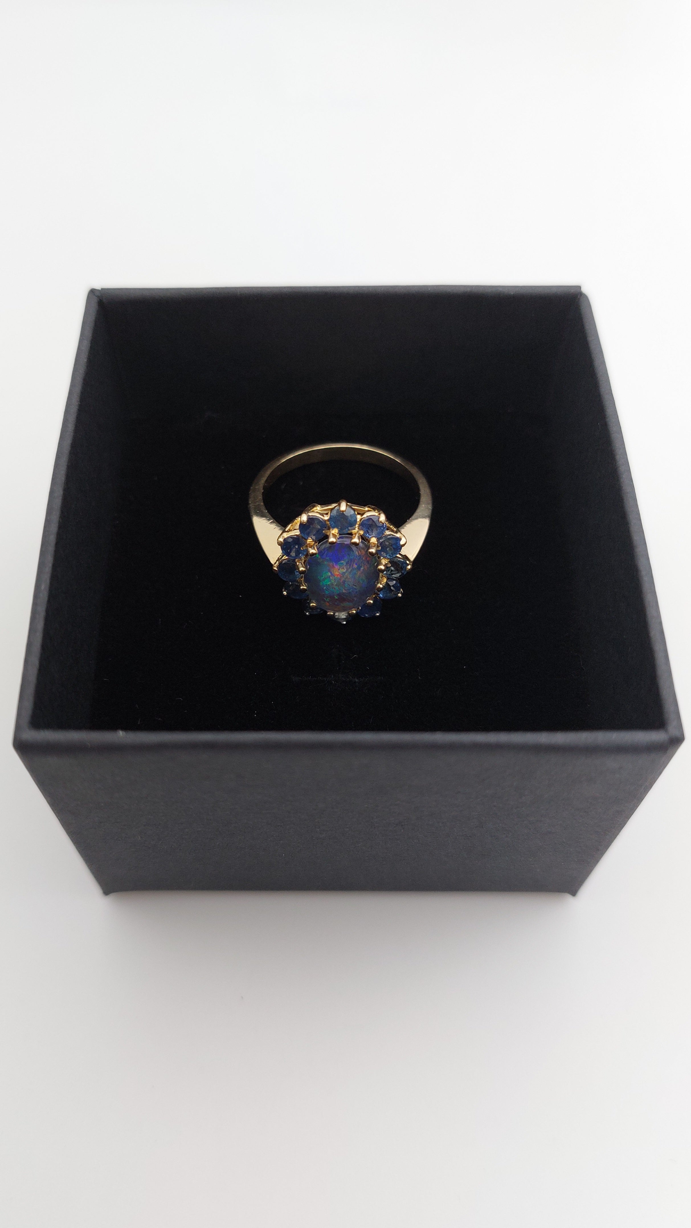 Sapphire and Opal 9ct Gold Cluster Ring