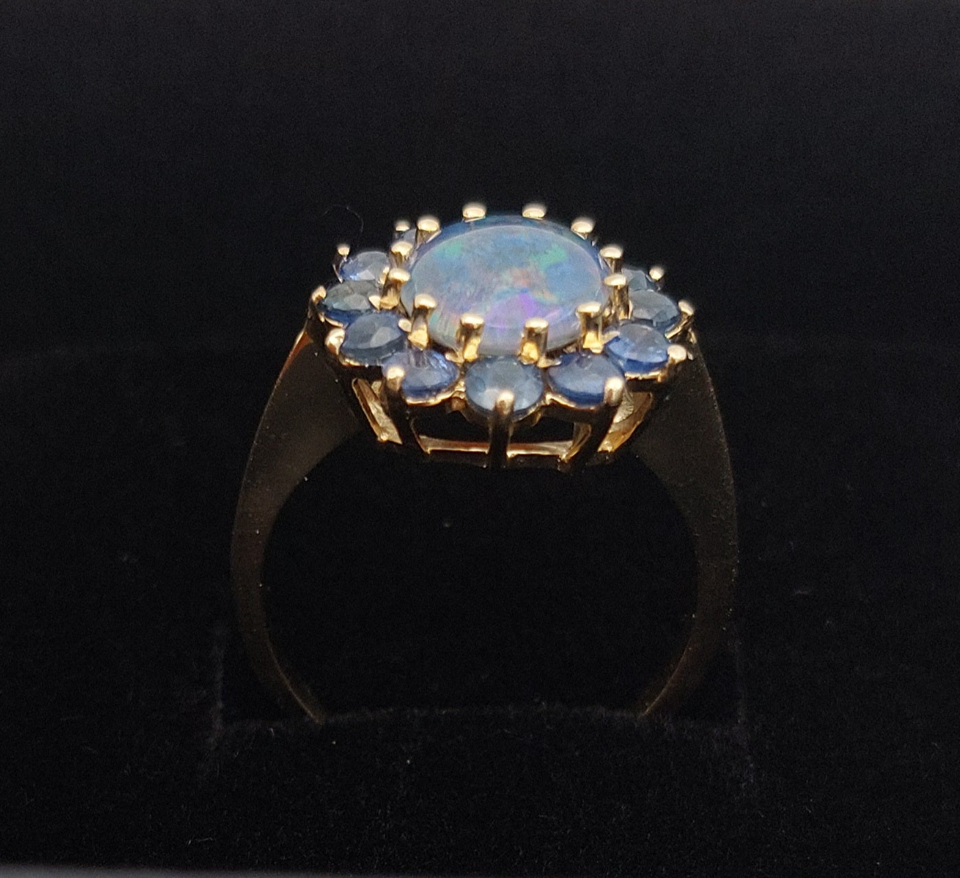 Sapphire and Opal 9ct Gold Cluster Ring