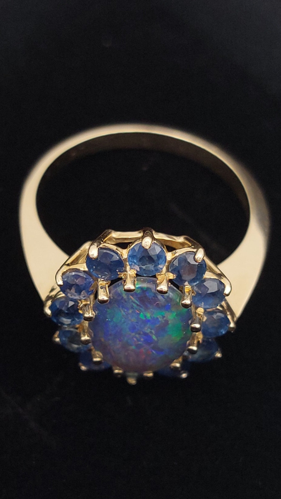 Sapphire and Opal 9ct Gold Cluster Ring