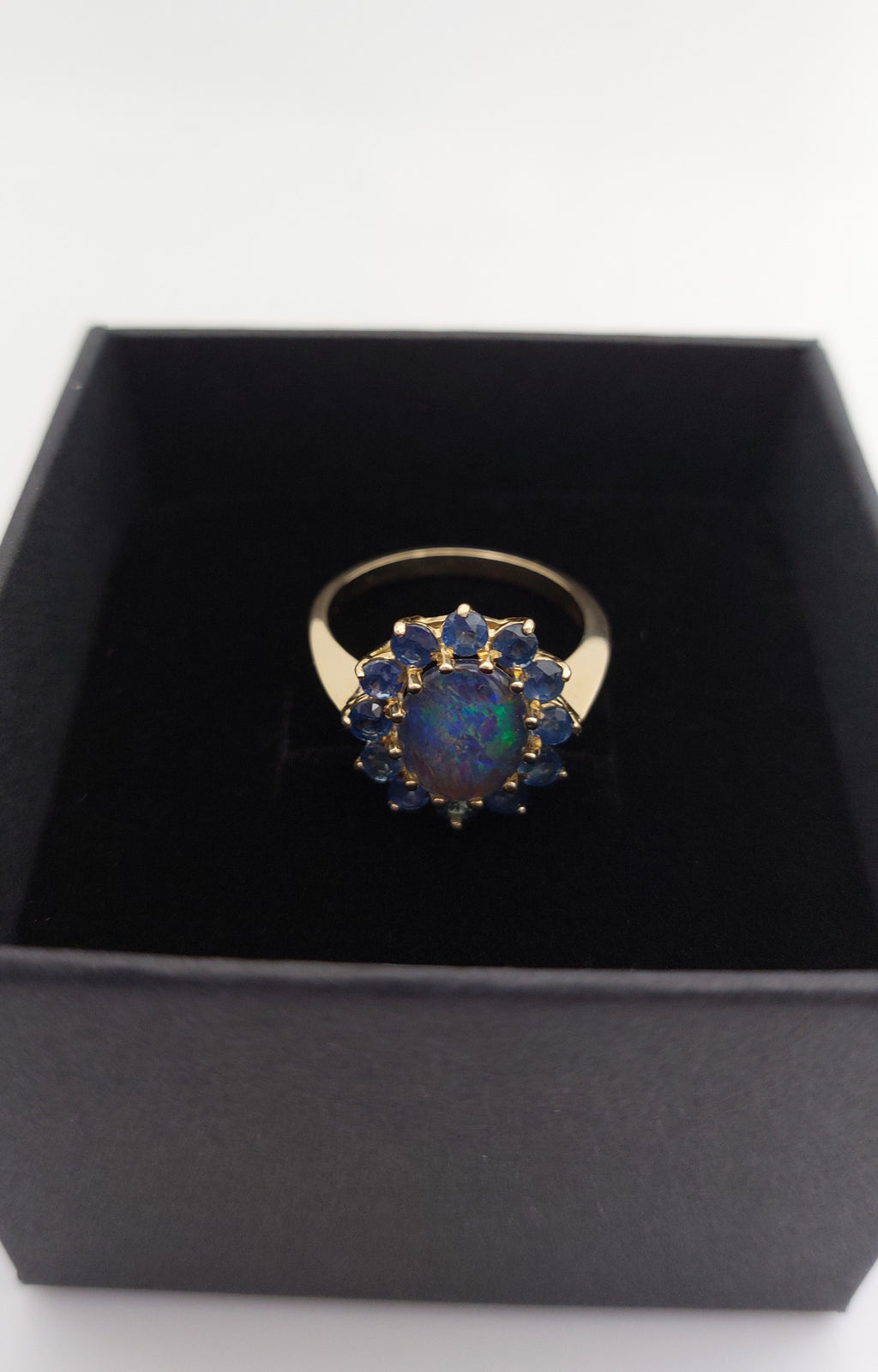 Sapphire and Opal 9ct Gold Cluster Ring