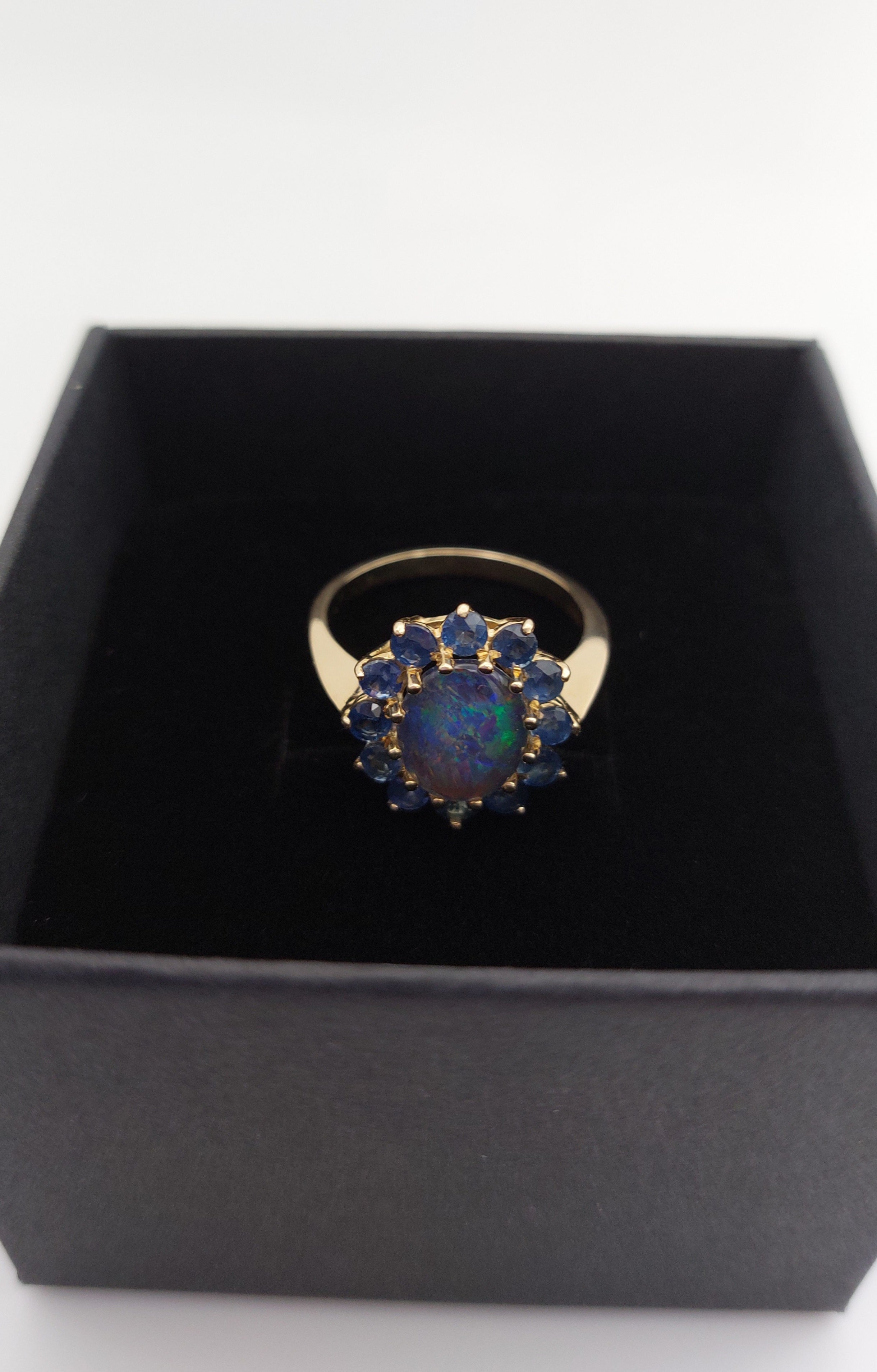 Sapphire and Opal 9ct Gold Cluster Ring