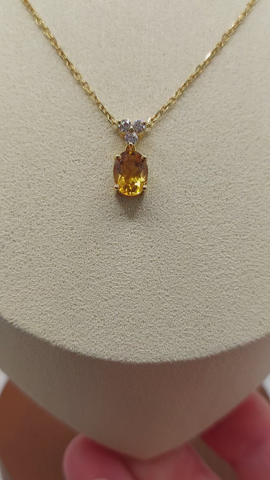 Citrine and Diamond 18ct Gold Pendant Necklace