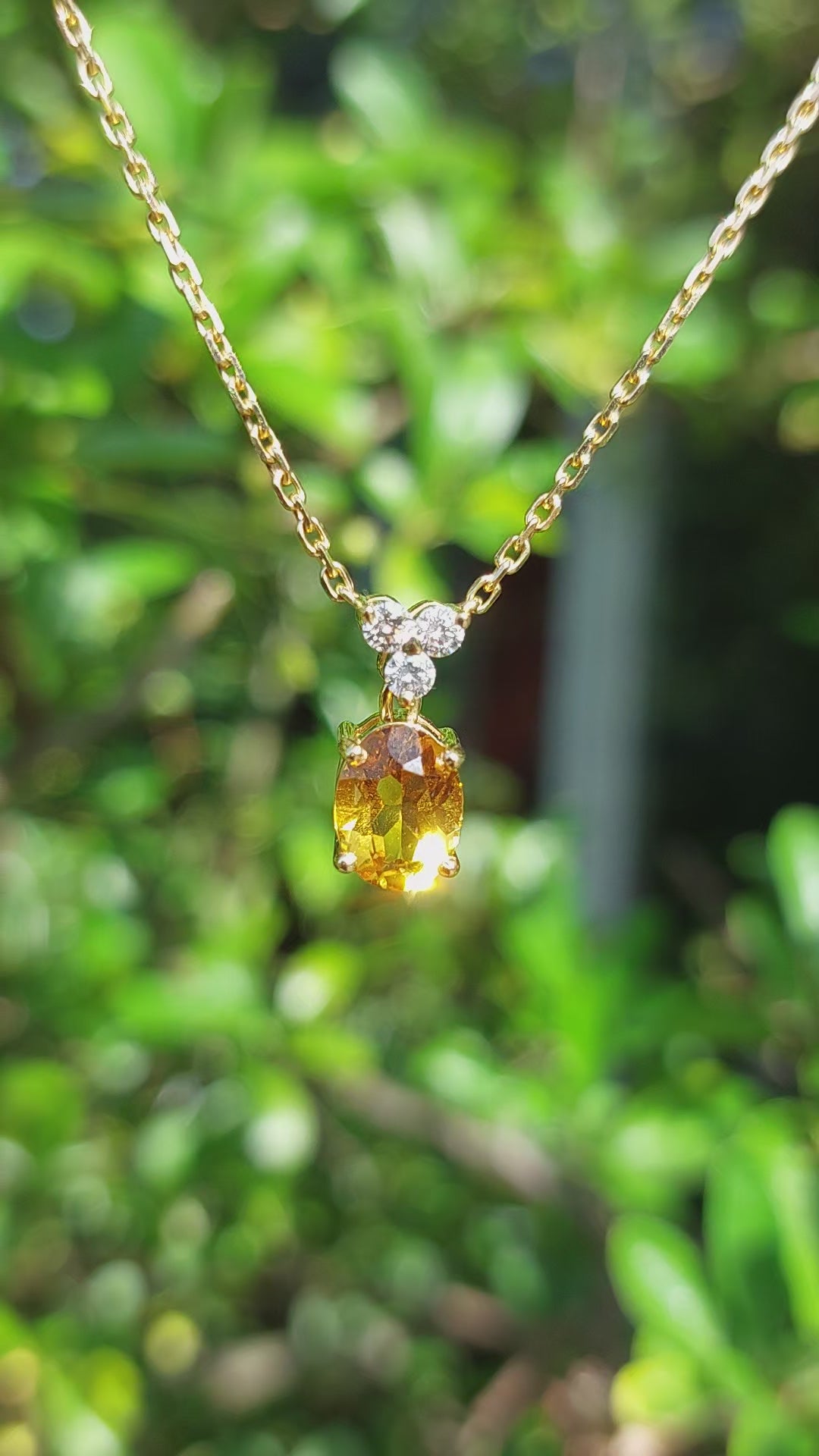 Citrine and Diamond 18ct Gold Pendant Necklace