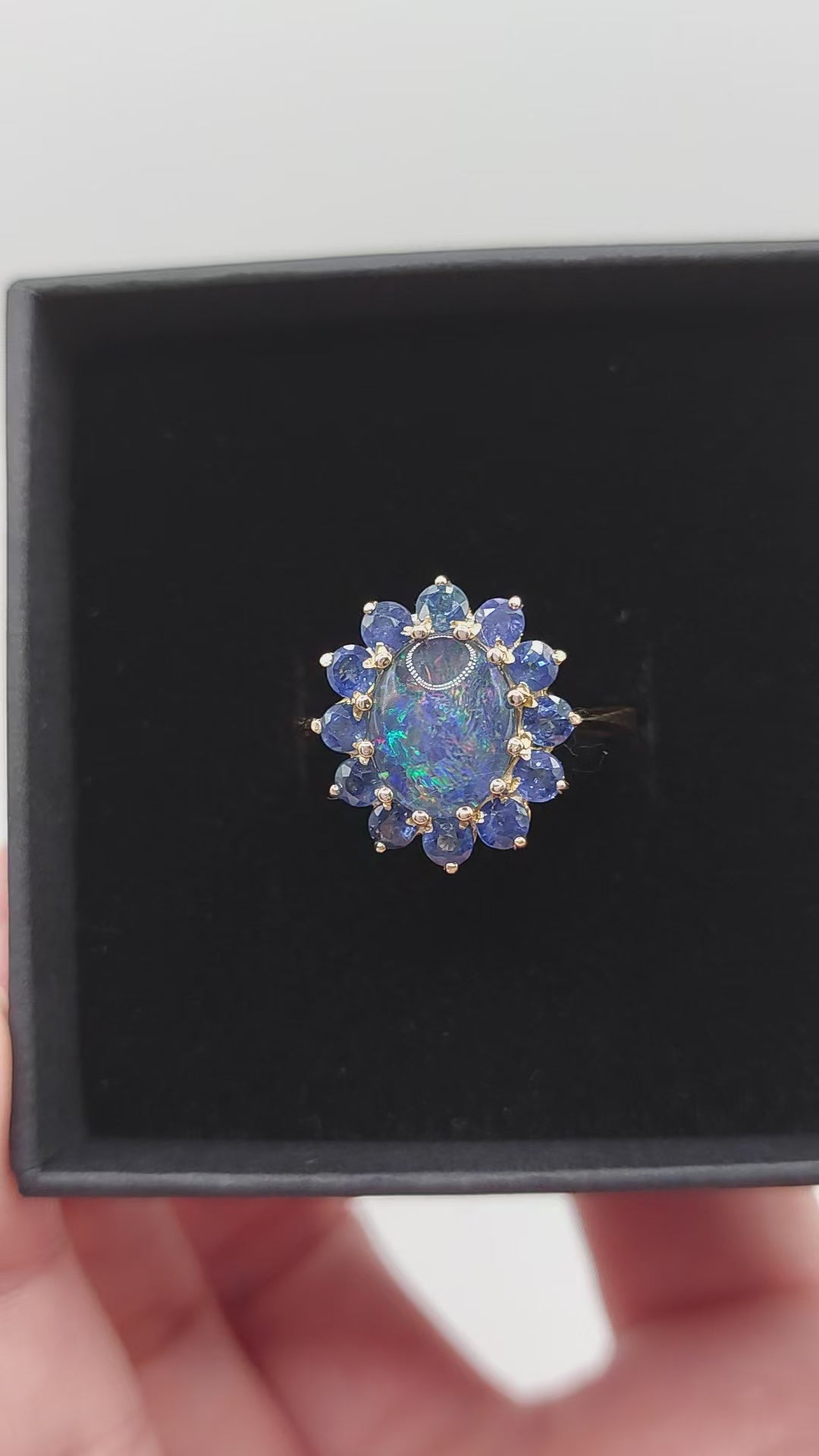 Sapphire and Opal 9ct Gold Cluster Ring
