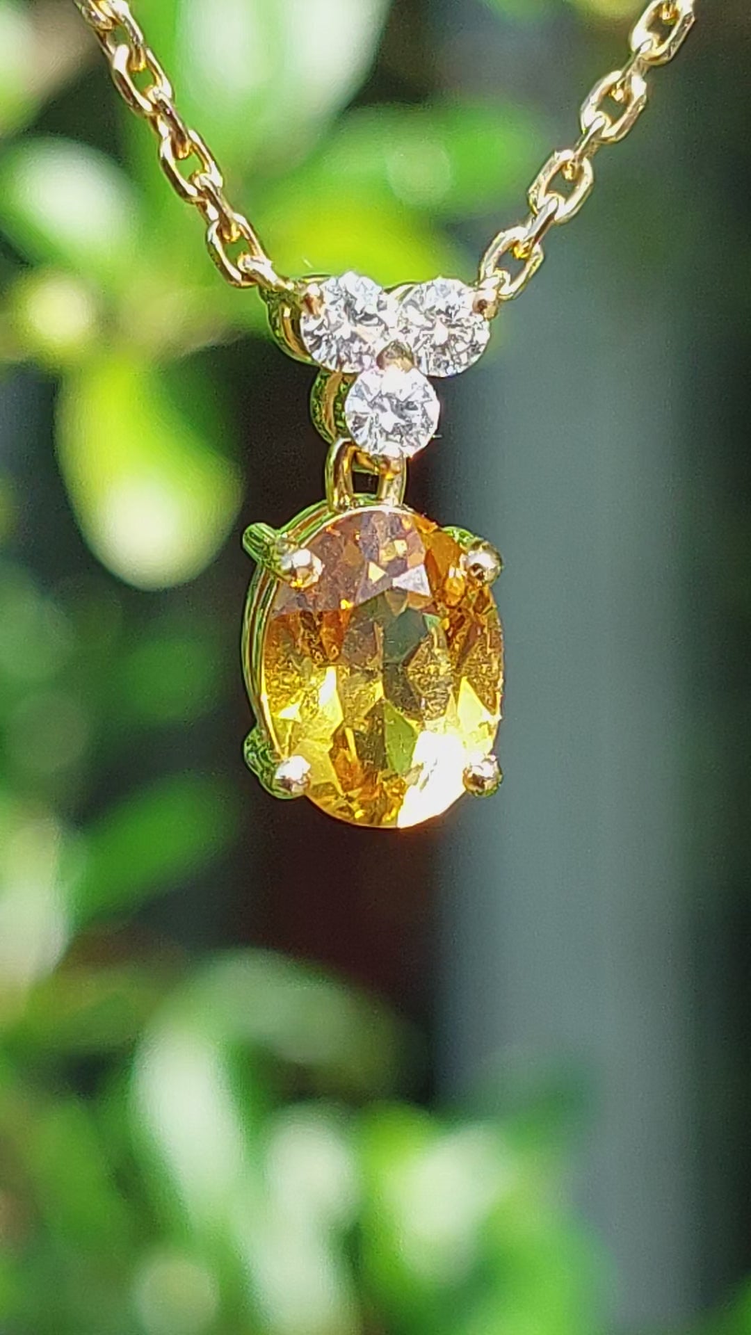 Citrine and Diamond 18ct Gold Pendant Necklace