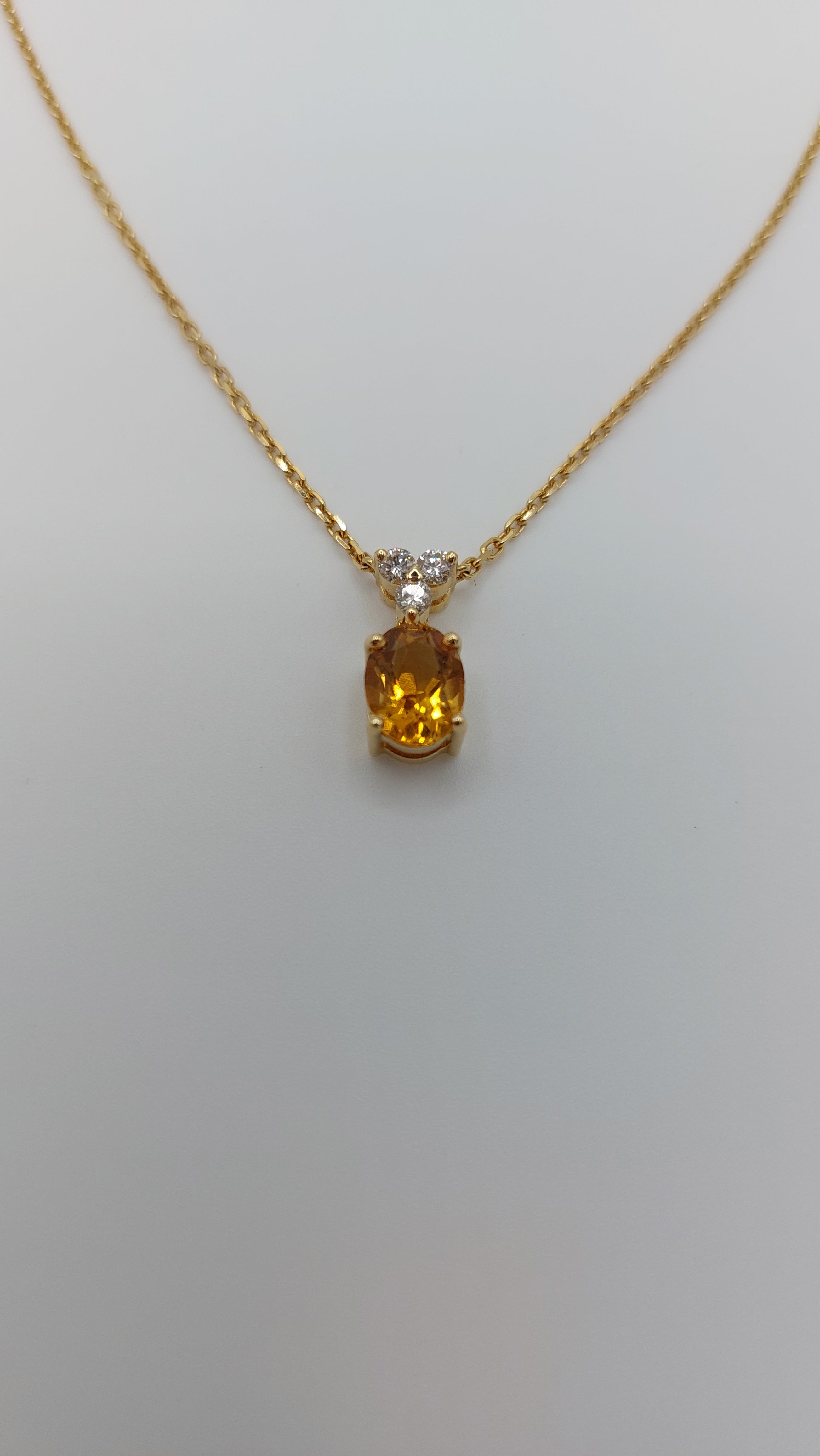 Citrine and Diamond 18ct Gold Pendant Necklace