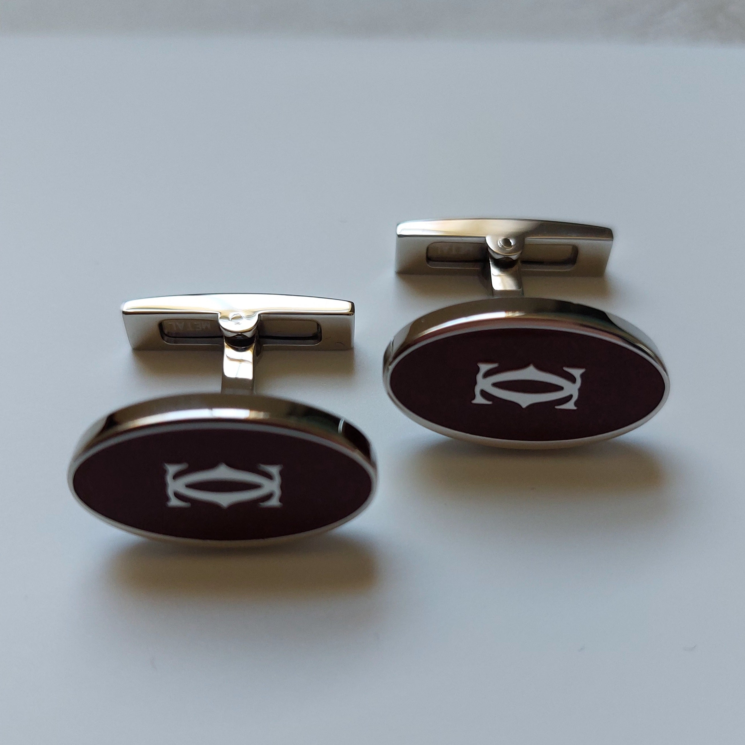 Cartier Cufflinks – Sterling Silver Double C Logo – Boxed