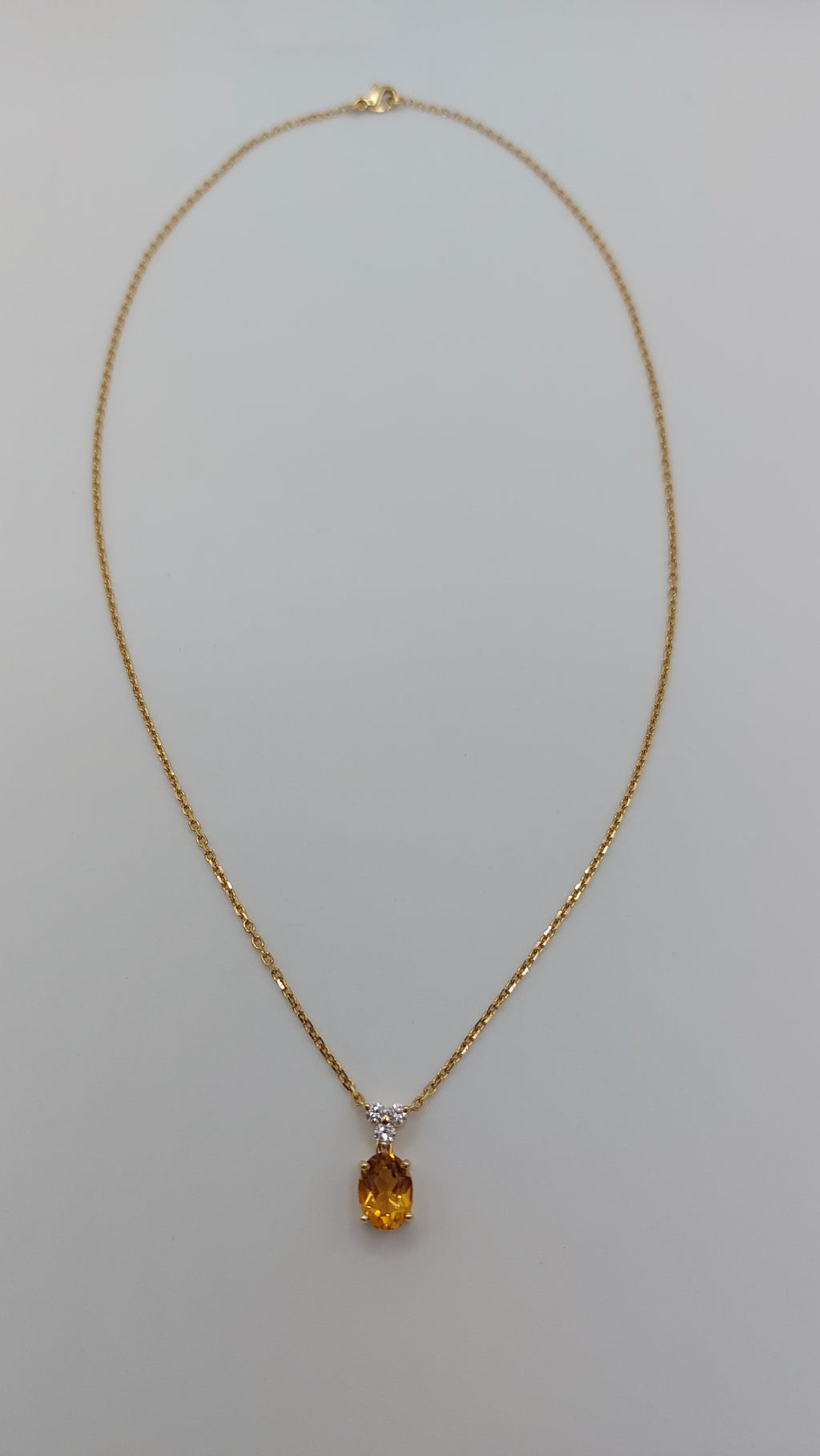 Citrine and Diamond 18ct Gold Pendant Necklace
