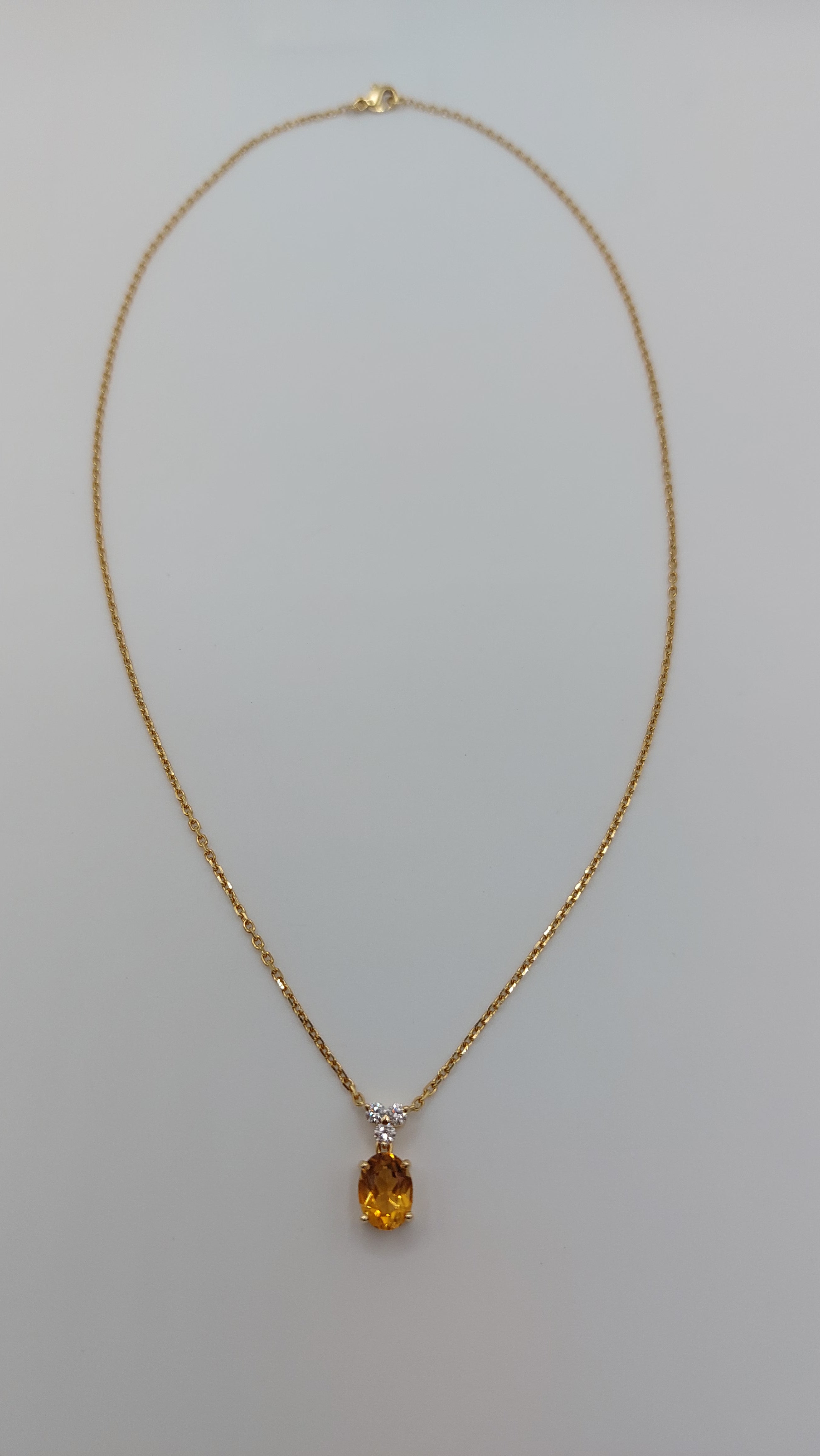 Citrine and Diamond 18ct Gold Pendant Necklace
