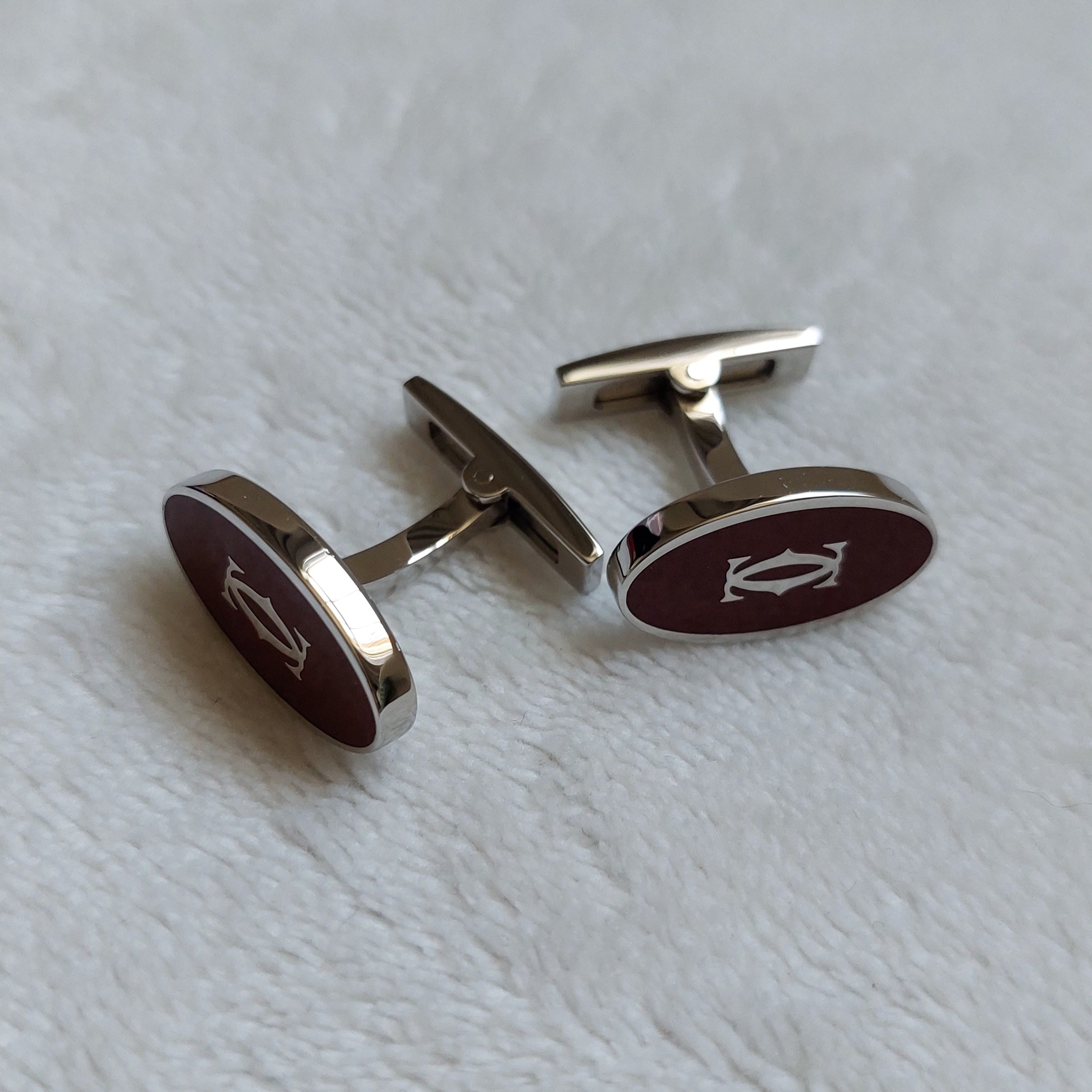 Cartier Cufflinks – Sterling Silver Double C Logo – Boxed