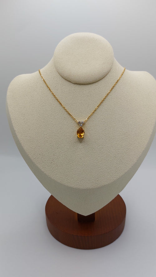 Citrine and Diamond 18ct Gold Pendant Necklace