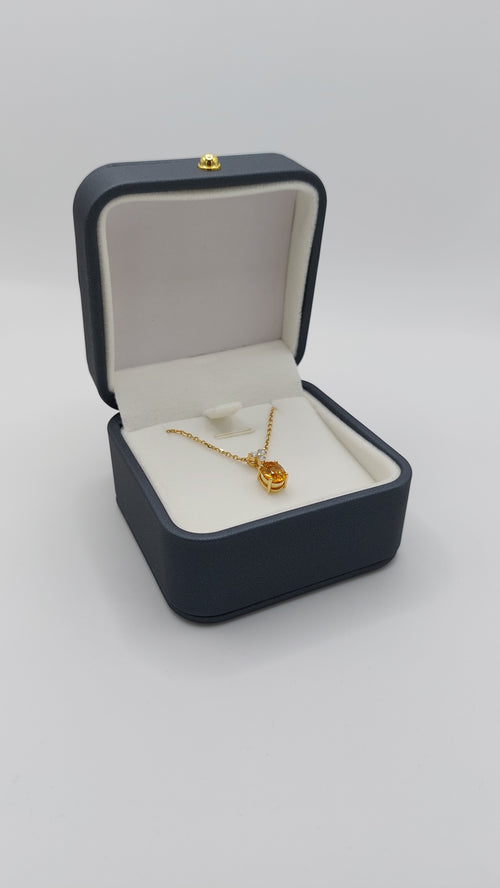 Citrine and Diamond 18ct Gold Pendant Necklace